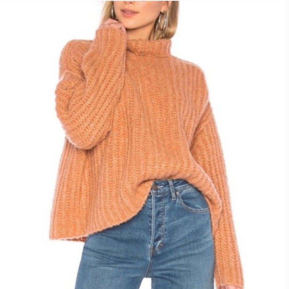 FREE PEOPLE Chunky Knit Turtleneck Sweater